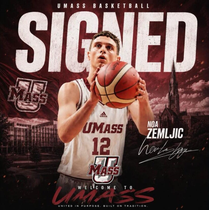 Noa Zemljić, UMass men’s basketball signing graphic